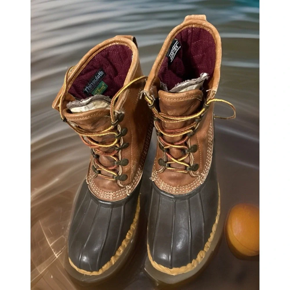 L.L.‎ Bean Maine Hunting Shoe Duck Boots Gore-Tex Thinsulate Brown Leather